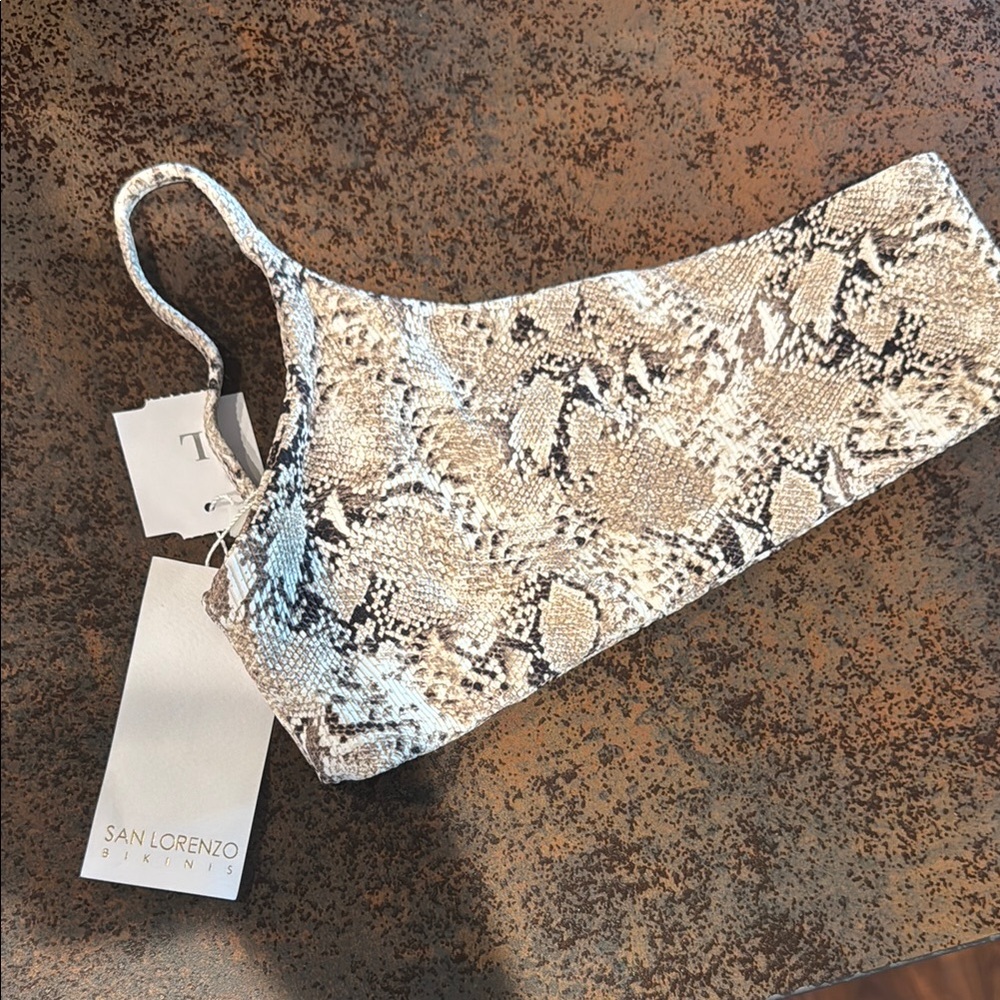 San Lorenzo Snakeskin Bikini Top - Brown and Cream